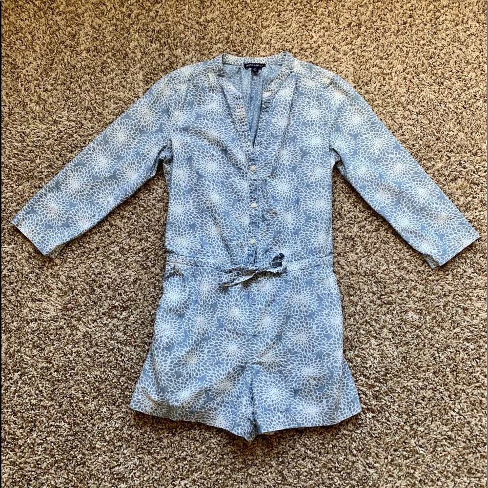 J Crew Mercantile blue white flower romper
